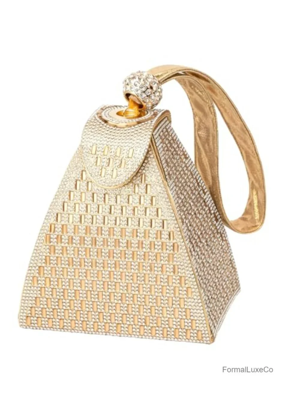 Rhinestone Clutch Evening Bag Pyramid Shape Sparkly Glitter Handbag
